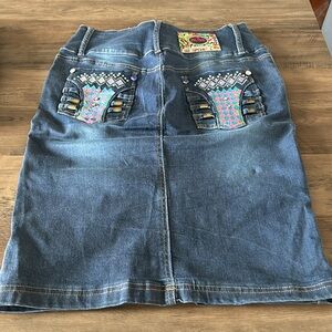 ALGIL Women's Blue jeans Embellished skirt